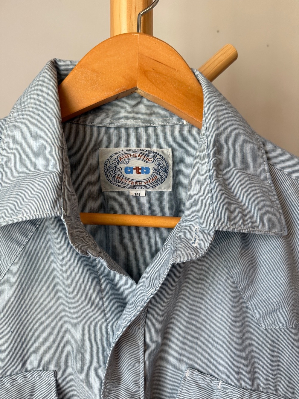 Vntg Authentic ata Western Wear Pearl Snap Short Sleeve Shirt Men’s Large Blue - Picture 3 of 7